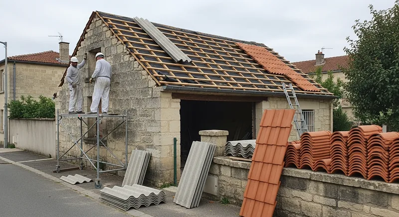 Toiture fibrociment sur une échoppe, Talence (33400)