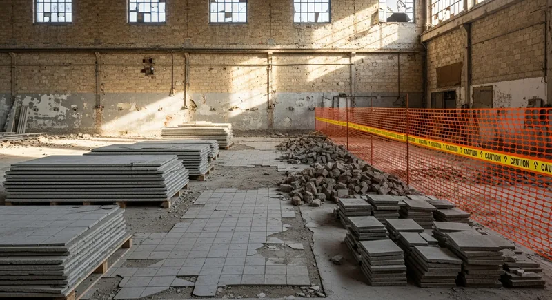 Curage avant démolition d'un ancien atelier, Bègles, secteur de la Ferrade